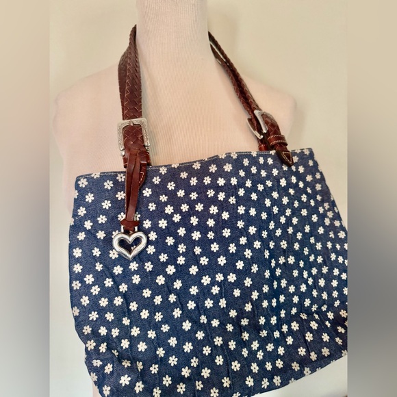[Brighton] White Daisy Blue Denim and Braided Leather Purse 🌼